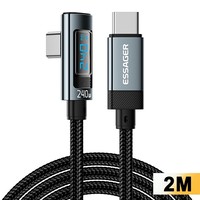 ESSAGER - Cable de Datos Tipo C a Tipo C de 2 m y 240 W con Carga Rápida y Pantalla Digital