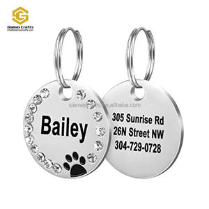 도매 라운드 라인 석 Pawstrip 빈 개 ID 태그 발 강아지 개 목걸이 펜던트 맞춤형 개 태그 칼라 고양이 태그 - Product Image 4
