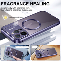 Pour iPhone 16 Pro 15 Plus 14 13 Pro Max Couverture Alliage Cadre Lentille Porte-Parfum Magnétique Dur Aluminium Métal Téléphone Cas Antichoc