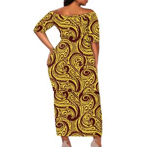Conjuntos de vestido hasta el <span class=keywords><strong>tobillo</strong></span> informales para mujer Diseños de tatuajes tribales al por mayor populares isleños de dos piezas personalizables-Samoan Tonga - Product Image 3