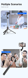 F15 2025 Nouveau bâton de selfie trépied de 1,7 m de long avec poignée texturée antidérapante et résistante à la transpiration, avec pince pour téléphone détachable - Product Image 2