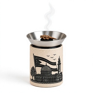 Quemador de Incienso de Madera con Diseño de Cúpula de Mezquita con Patrón Árabe, Porta Incienso para Aromaterapia, Uso Religioso, Regalo para Ramadán y Eid - Product Image 1
