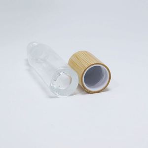 Frosted Glass Essence Oil <b>Bottle</b> <b>5ml</b> 10ml Round Bamboo Cap Roll-on Seal for Cream Water <b>Perfume</b> Serum Skin Care - Product Image 3