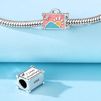 Creative Rose Caméra Zircon Bracelet Perle Pendentif pour Voyage 925 En Argent Sterling Valise Collier Charme DIY Bijoux Accessoires