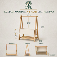 Porte-vêtements pliable moderne et écologique en bois naturel avec support pour cintres, bac de rangement en tissu, design multifonctionnel pour usage domestique