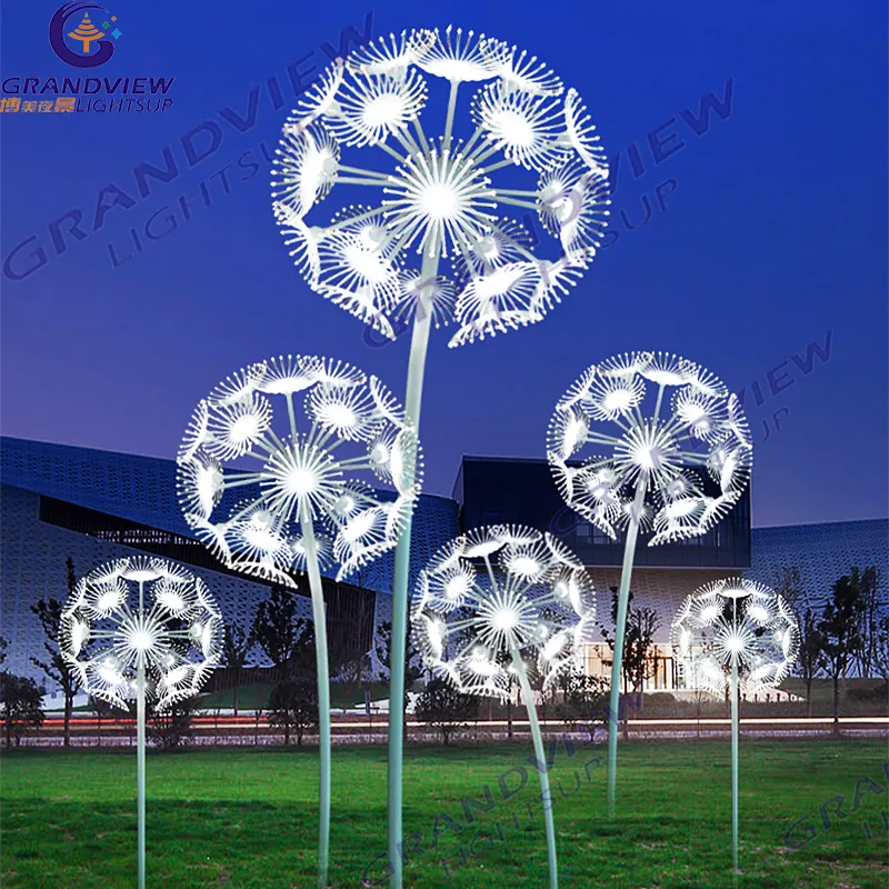 2022 Festival Decoration Landscape Led Artificial Dandelion Flower Motif Lights