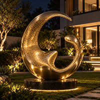 Sculpture lumineuse perforée en acier inoxydable sur mesure, finition miroir, pour jardin, place publique, hôtel, villa, décoration extérieure durable, directement de l'usine