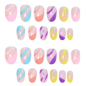Nouvelle Tendance : <span class=keywords><strong>Faux</strong></span> <span class=keywords><strong>Ongles</strong></span> 3D Effet Tourbillon Arc-en-ciel Coloré, Forme Amande, Lot <span class=keywords><strong>de</strong></span> 24 Pièces, Couverture Complète, Pré-conçus, avec Colle pour Doigts - Product Image 6