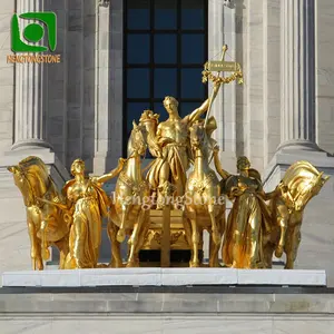 Antique Bronze Progress Of The State Statue Brass Chariot Statue