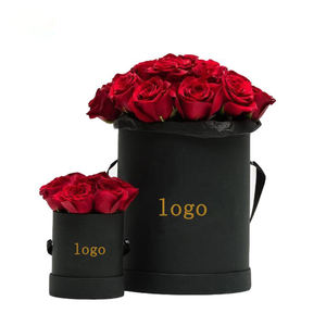 定制标志圆柱形纸花盒，带丝带手柄圆帽礼品包装，用于保存玫瑰和插花 - Product Image 2