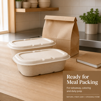 Contenant alimentaire en bagasse avec couvercle pour la préparation de repas à emporter, la restauration et l'emballage pour restaurants