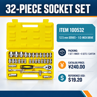 HEHE 12,5 mm – Lot de 32 outils de réparation automobile en acier au chrome-vanadium (Cr-V) avec cliquet et douilles, mallette rigide, pour bricolage à domicile – Vente en gros usine