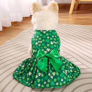 <strong>S</strong> - XL Holiday Series <strong>St</strong>. <strong>Patrick</strong> <strong>Day</strong> Dog Cat Dress, Irish Lucky Clover Shamrock Leaves Pet Dress Outfits Skirt for Puppies - Product Image 6