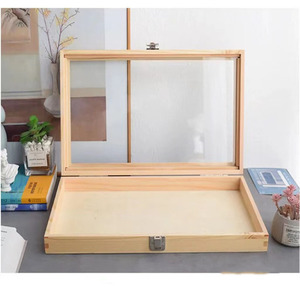 Rectangular Solid Wood Jewelry <b>Box</b> With <b>Glass</b> Lid 12L Desktop Storage Display Case For Gift Packaging - Product Image 3