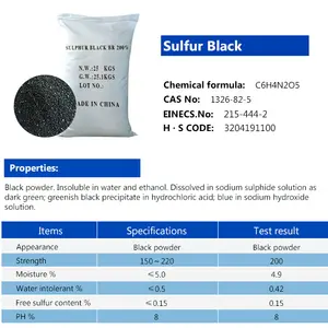 Низкая цена, серный черный Br 200 Cas 1326-82-5 серный черный для текстильных красителей