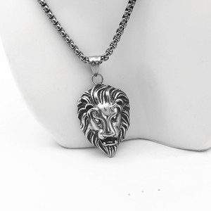 Yunnique – collier avec pendentif tête de Lion en acier inoxydable pour hommes, style Punk, bijoux en forme d'animal, Design géométrique - Product Image 4