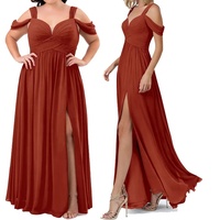 Robe de mariage en mousseline de soie, tenue de demoiselle d'honneur, grande taille, plissée, épaules dénudées, fente avant, couleurs orange