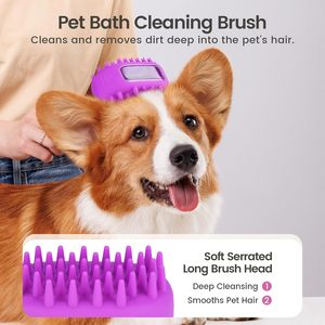 Luxury Eco-Friendly Dog Bath <b>Brush</b> with Silicone Comb for Hair Removal and Massage-2024 New Arrival - Product Image 3