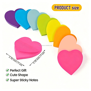 Vente en gros de <span class=keywords><strong>notes</strong></span> en forme de coeur <span class=keywords><strong>Notes</strong></span> autocollantes adhésives fortes personnalisées pour le bureau, l'école et la maison - Product Image 2