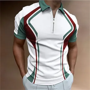 Polo personnalisé pour hommes T-Shirt rayé à manches courtes Hauts respirants pour hommes Streetwear à revers d'affaires T-Shirt de haute qualité