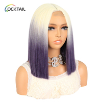 Perruques Synthétiques Wholesale de Haute Qualité à Lace Front, Perruques Synthétiques Rainbow Colorées à Rayure Centrale Résistantes à la Chaleur à Prix Abordable
