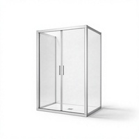 Cabine de douche carrée en aluminium, porte coulissante en verre trempé imperméable pour salle de bain