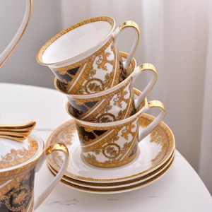 Service à thé en céramique avec tasses et soucoupes à motif escargot de mer bleu / Service à thé en porcelaine fine avec théière, 15 pièces - Product Image 3