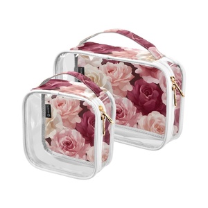 Hawaii Custom Puakenikeni LeiVintagePink Red Rose Women's 2-piece Transparent <b>Makeup</b> <b>Storage</b> Bag Travel Toiletry Bag - Product Image 1