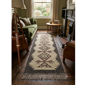 Handmade Wool Jute <b>Runner</b> <b>Rug</b> Geometric Southwestern Boho Farmhouse Carpet for Hallway Entryway Living Room Bedroom Home Decor - Product Image 1