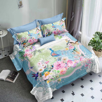 Schöne digital bedruckte schwarz und gold Blume Bettlaken Bett bezug Set aus Polyester Material Stoff