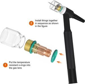 Kit de 25 buses à lentille de gaz TIG courtes # 12 coupelles en verre pour torche de soudage TIG DB/SR WP 17/18/26 3/32" Fabriqué en Chine - Product Image 4