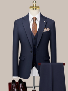 Мужская Мода 3 шт. пиджак жилет брюки темно-синий Серые Черные однобортные Свадебные высококачественные мужские костюмы - Product Image 4