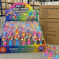 Bracelet Pop It Fidget Spinner lumineux à LED, 8,5 pouces, coloré, tie-dye, jouet de fête, nouveauté de vacances, cadeau promotionnel, vente en gros