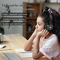Auriculares Inalámbricos para Juegos Onikuma B90 RGB con Orejas de Gato, BT5.1, Negros, con Luces LED y Micrófono, Auriculares Inalámbricos para PC