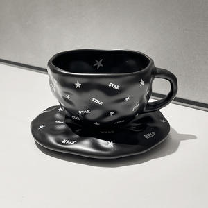 Tasses et soucoupes à café en céramique créatives et irrégulières, grande capacité pour la maison, style européen - Product Image 3