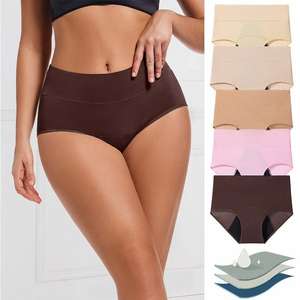 กางเกงในผู้หญิงประจำเดือน2XL 3ชั้นกางเกงกันรั่วซึมเอวสูง5ชิ้นแพ็คพลัสไซส์ - Product Image 6