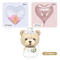 Lot de 5 ballons hélium Saint-Valentin, blanc et rose, en forme de cœur, en aluminium durable, imprimés 3 couleurs, pour décorations d'anniversaire et de mariage