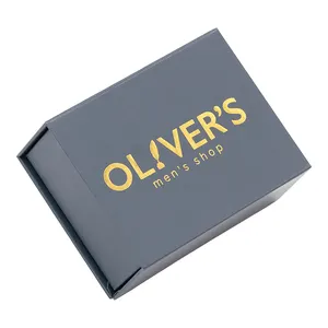 定制经典磁性礼品盒黑色金色冲压包装ISO9001可回收，带哑光层压紫外线涂层