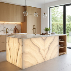 <span class=keywords><strong>Encimera</strong></span> de <span class=keywords><strong>Baño</strong></span> de Lujo en Ónix Blanco Italiano Translúcido Retroiluminado con Lavabo Integrado - Product Image 4