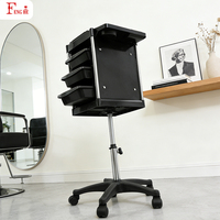 Chariot de salon réglable pour cheveux, ongles et tatouages X31, 3 tiroirs, cadre en acier inoxydable, chariot roulant