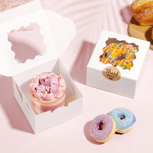 Boîtes de boulangerie blanches personnalisées avec fenêtre pour biscuits, gâteaux, beignets, cupcakes, macarons, emballages en papier pliables, contenants à emporter pour boulangerie - Product Image 6