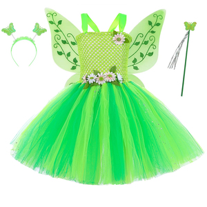 Vestido <span class=keywords><strong>de</strong></span> Princesa para Niñas, Vestido <span class=keywords><strong>de</strong></span> Hada con Tutú, Disfraz <span class=keywords><strong>de</strong></span> Hada del Bosque, Alas <span class=keywords><strong>de</strong></span> Mariposa Verdes, Tul Floral, Vestido para Fiesta en el Jardín - Product Image 1