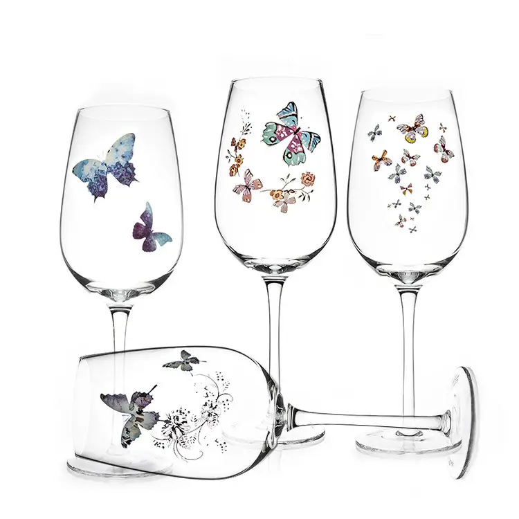 Butterfly Series Business Gifts Transparent Lead-free Crystal Red Wine Glass Cup Hand blown Wine glasses
