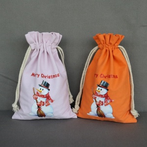 Personalized Customizable Eco-friendly Small Organic Cotton Recyclable Canvas <b>Christmas</b> <b>Gift</b> <b>Bags</b> <b>Drawstrings</b> for Festive Party - Product Image 6