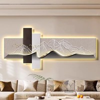 Lukisan Dekorasi Ruang Tamu Mewah Ringan dan Sederhana, Lukisan Dinding Latar Belakang Sofa dengan Mural Kreatif di Bagian Belakang