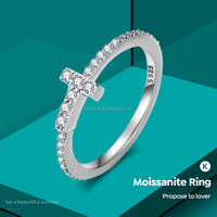 Bague de fiançailles et de mariage personnalisée en argent sterling 925 avec croix de Jésus en moissanite couleur D VVS1, bijoux pour femmes