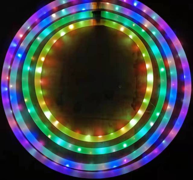 90CM Cheap Gymnastic Soft Plastic Pvc Multi-color Led Strip Hula Ring/Flashing Folding Adjustable Light up Hoops for Kids Adults