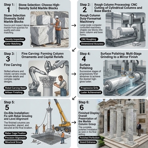 Columna de Jardín Moderna de Piedra Natural para Exteriores, <span class=keywords><strong>Pilar</strong></span> Romano de Mármol de Carrara Tallado a Mano de Lujo para Decoración de Villas, Arquitectura - Product Image 6