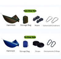 Hamac de camping portable avec sangles réglables, balançoire suspendue en nylon/toile 210T pour l'extérieur