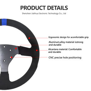 Volante de Carreras Universal JLH de 330 mm, Volante Deportivo Antideslizante para Simulador de Carreras con Marca de Centrado Azul - Product Image 3